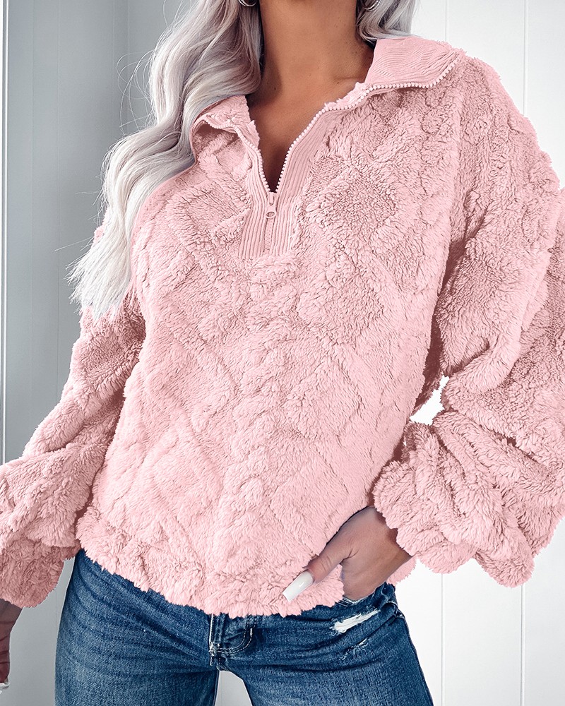 Sherpa Hoodie Fleece - Sweat-shirt décontracté ample pour femme en
